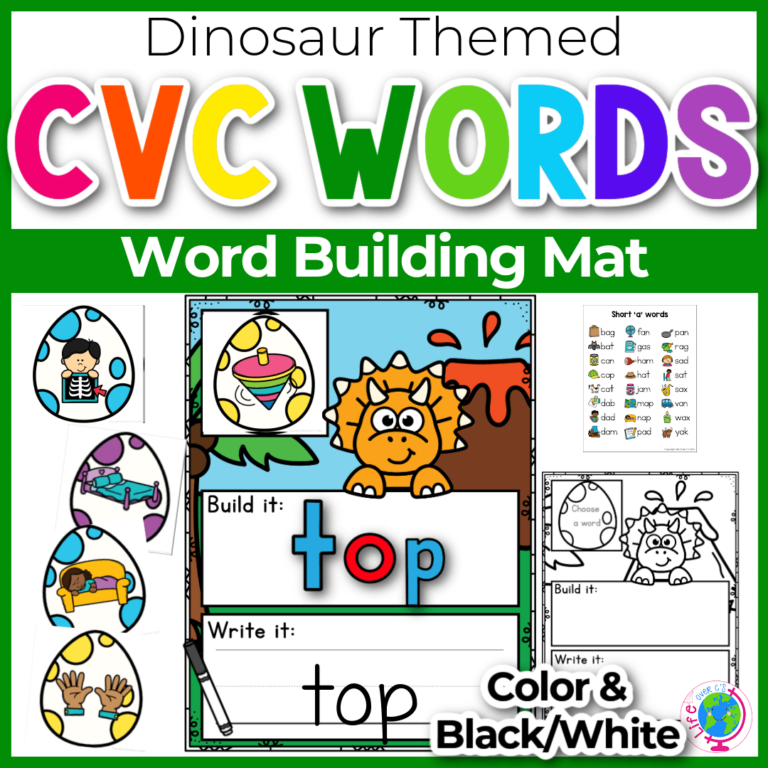 dinosaur themed cvc write and build activity