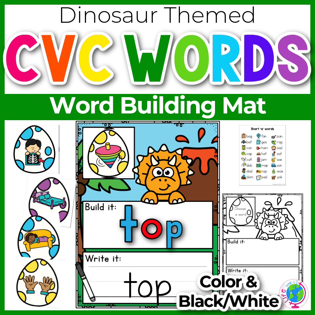 CVC Word Mats: Dinosaur