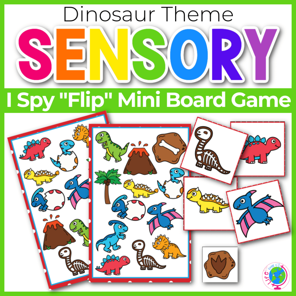 Dinosaur theme I Spy Flip Mini Board Game