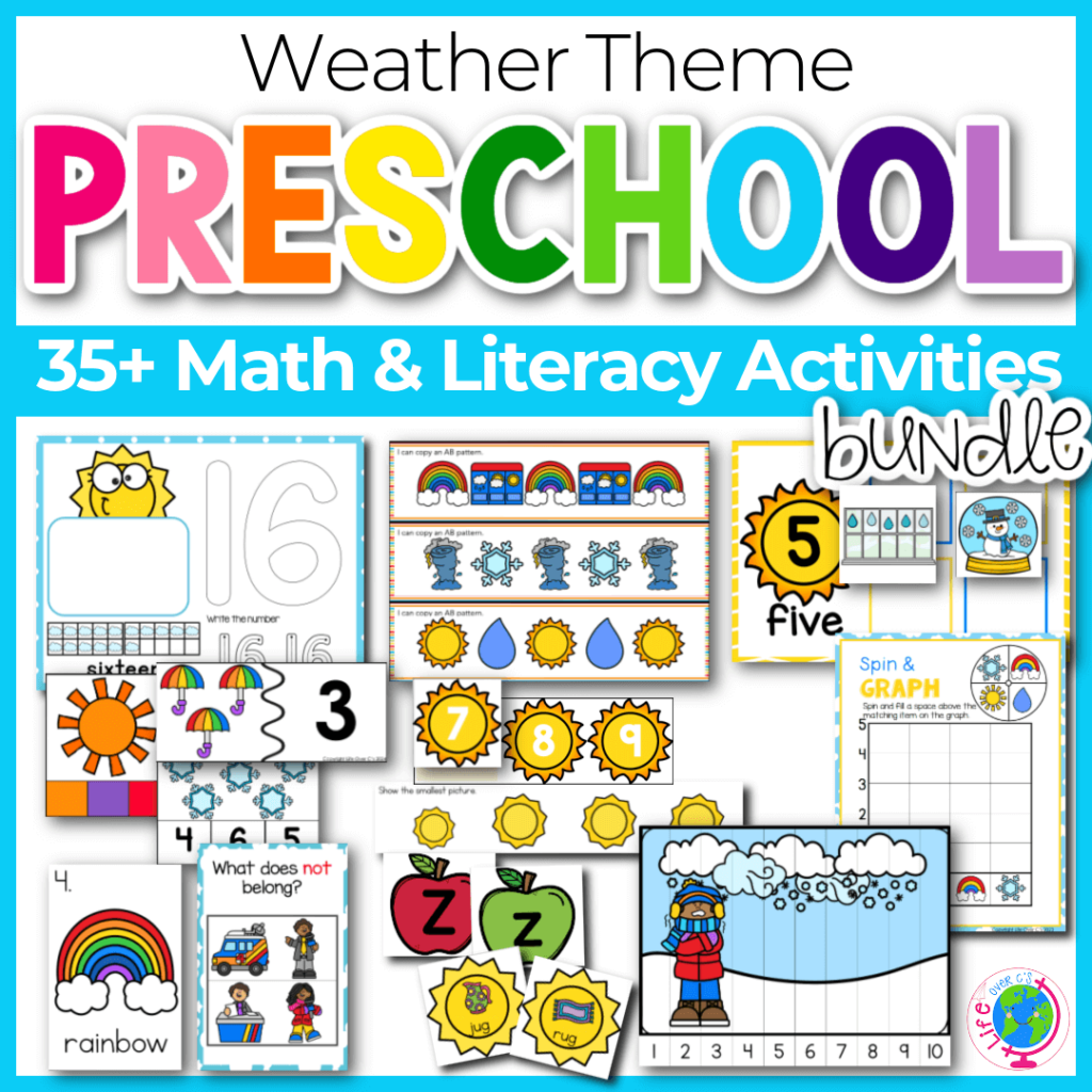 weather theme preschool math and literacy activities for a weather unit