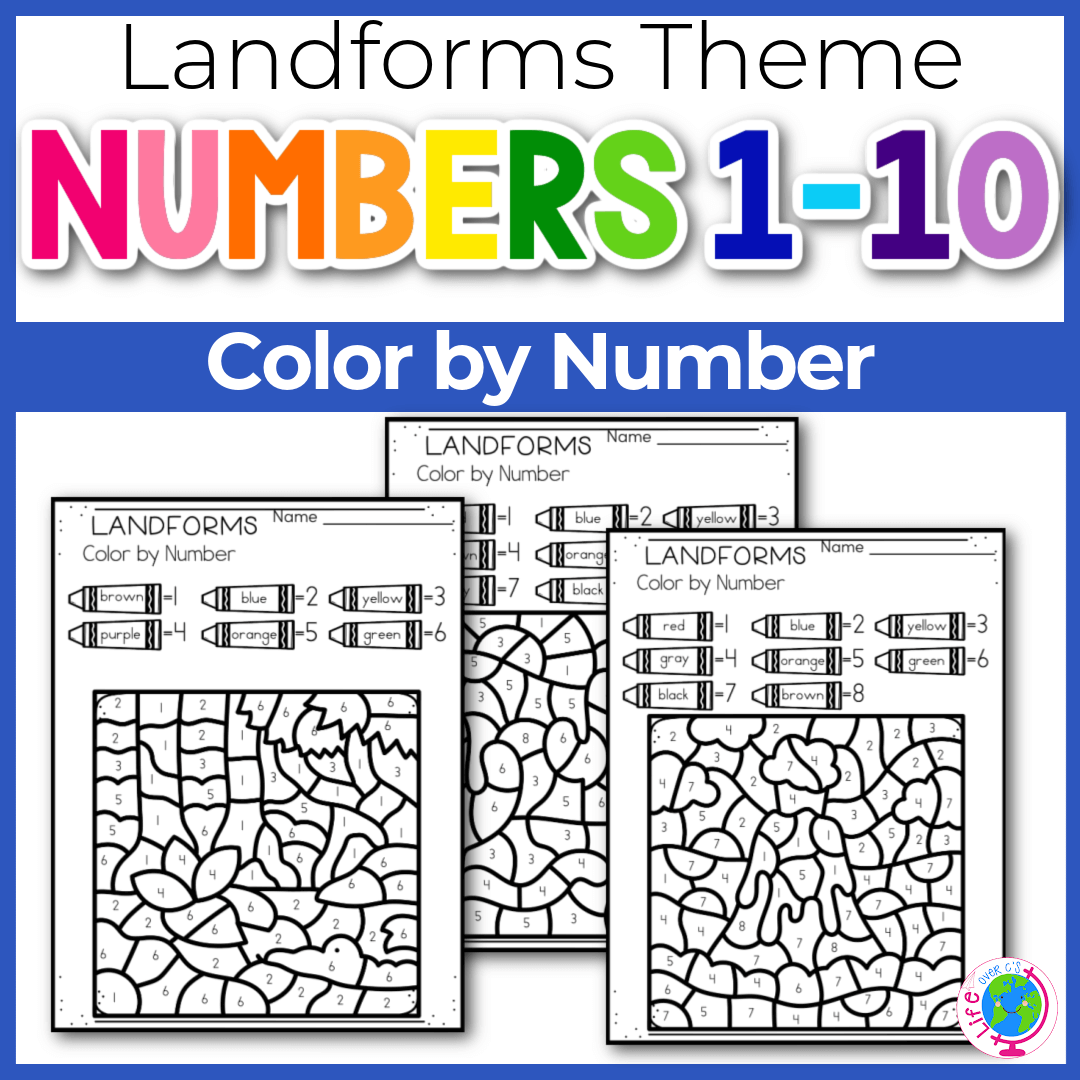 Color by Number 1-10: Landforms