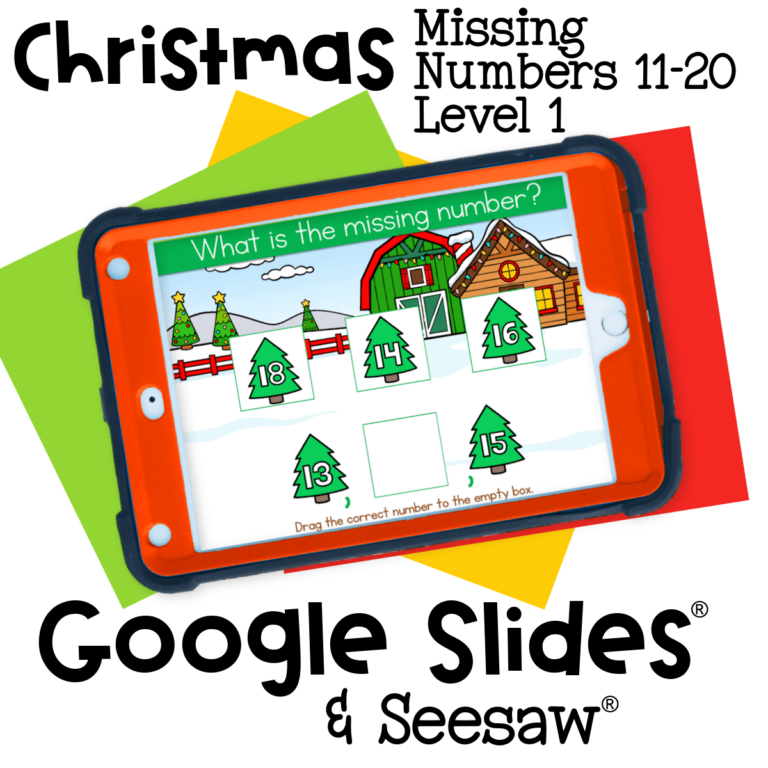 Christmas digital math activity - missing numbers 11-20