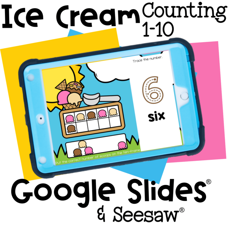 ice cream theme ten frame digital math activity for kids