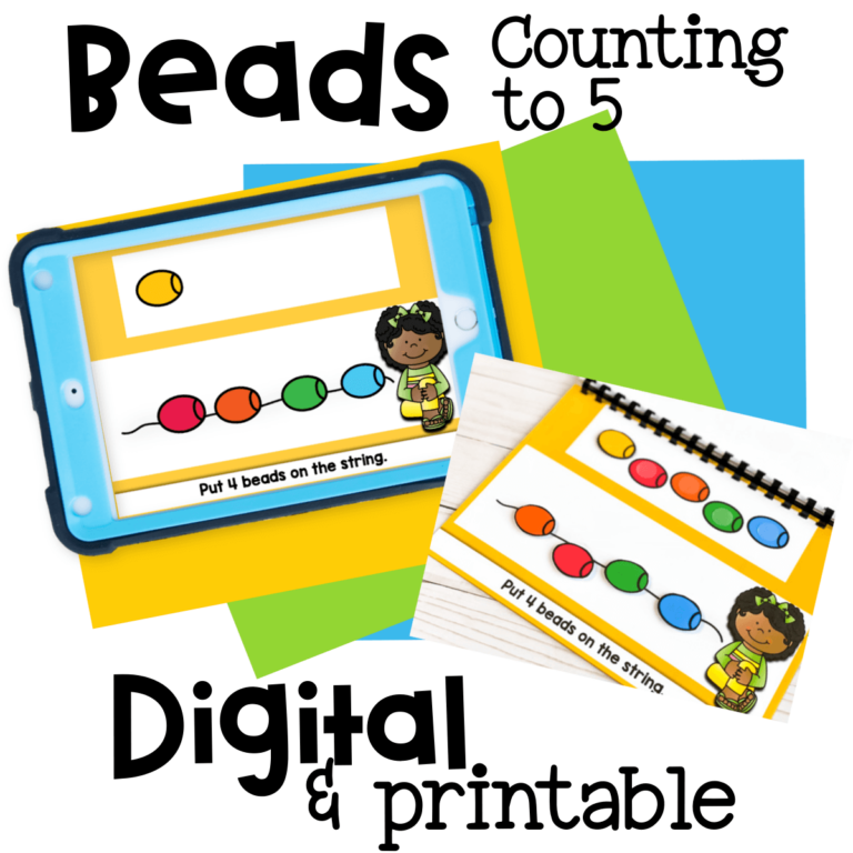 Bead counting to 5 digital and printable preschool math activity