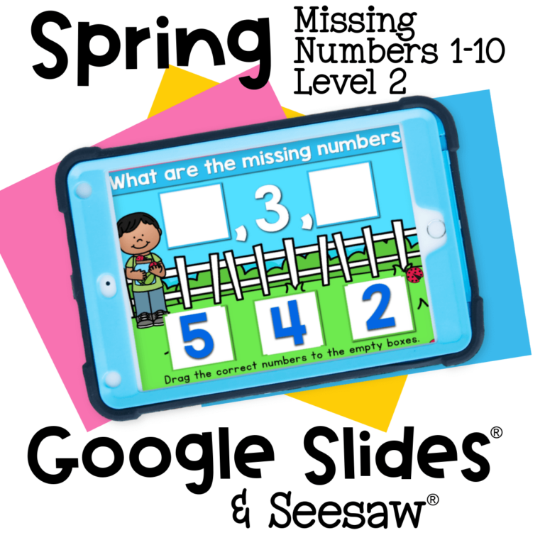 Spring digital math activity - missing numbers 1-10