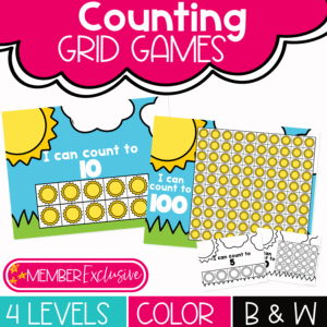 Counting Grids Summer Sun math activity with colorful counting mats for 5, 10, 20, and 100, perfect for preschool and kindergarten number recognition practice.