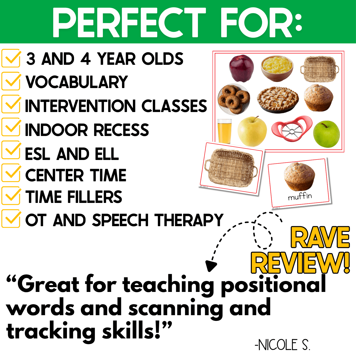 Apples I Spy Junior activity for 3- and 4-year-olds featuring real-photo apple game boards and cards for vocabulary, visual scanning, intervention, ESL and ELL, centers, indoor recess, OT, and speech therapy.