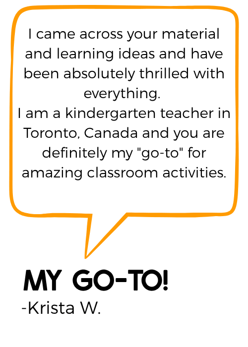 Kindergarten teacher testimonial from Toronto, Canada, praising Life Over C’s printable learning resources and classroom activity ideas as her go-to source for engaging kindergarten activities.