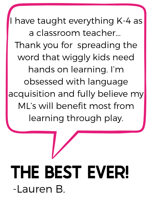 Elementary teacher testimonial highlighting the importance of hands-on learning, play-based education, and language acquisition for multilingual learners in kindergarten through fourth grade.